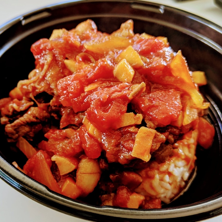 トマト缶で出汁要らず牛丼